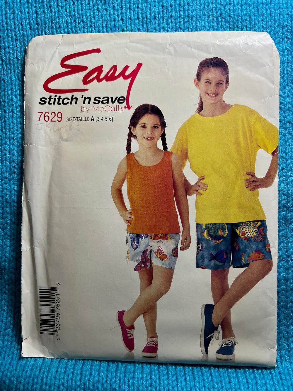 McCalls 7629 Sewing pattern girls tshirt tank top short size 3 4 5 6